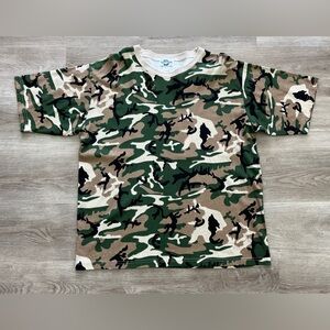 Vintage Donoughe Mens XL X-Large Camo Hunting Short Sleeve T-Shirt USA Made